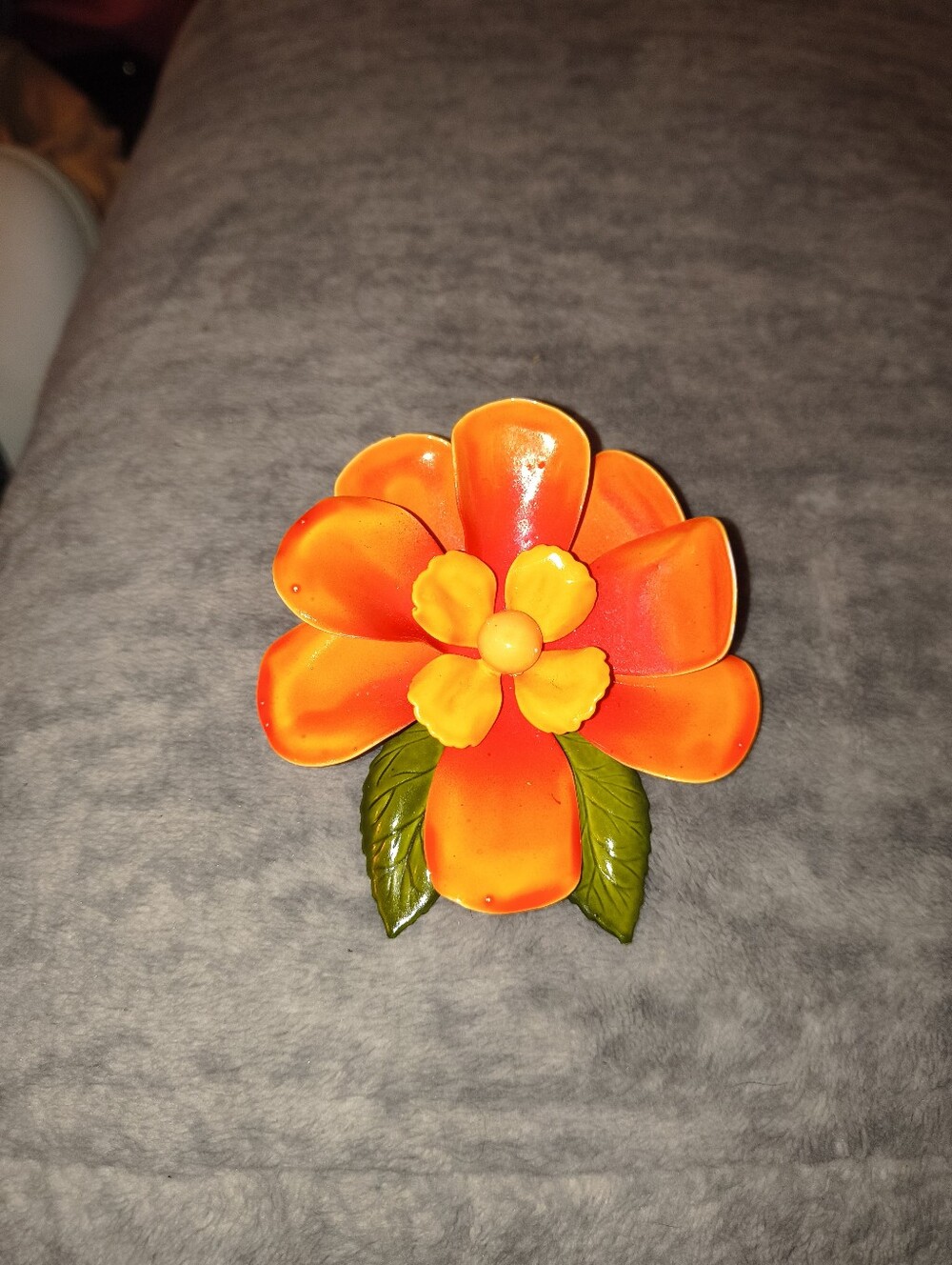 Vintage Orange Floral Decorative Accent - Brand